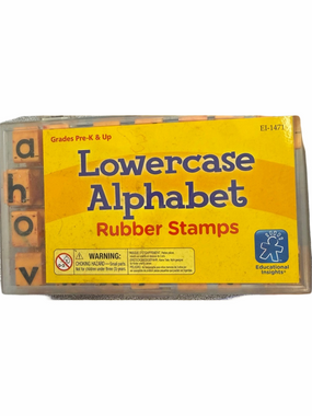 Lowercase Alphabet Rubber Stamps Translucent Box Carrying Case School Classroom